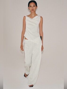 ZARA Asymetric rustic top & straight leg pants